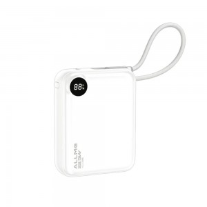 Allme BT014B HoldOne 10000 mAh Dahili Kablolu Powerbank - Beyaz