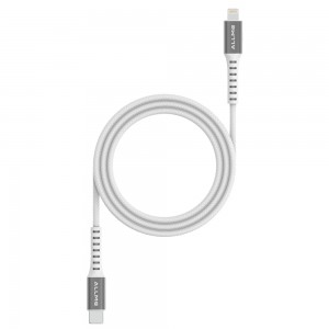 Allme DK3ATLG 27W Type-C to Lightning Örgü Desen Şarj Kablosu - Beyaz