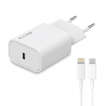 Allme SS20TLB 20W PD Adaptör + 3A Type-C to Lightning Kablolu Hızlı Şarj Seti - Beyaz Allme SS20TLB 20W PD Adaptör + 3A Type-C to Lightning Kablolu Hızlı Şarj Seti - Beyaz