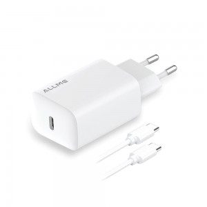 Allme SS30TTB 30W SuperFast PD Adaptör + 3A Type-C to Type-C Kablo Şarj Seti Beyaz