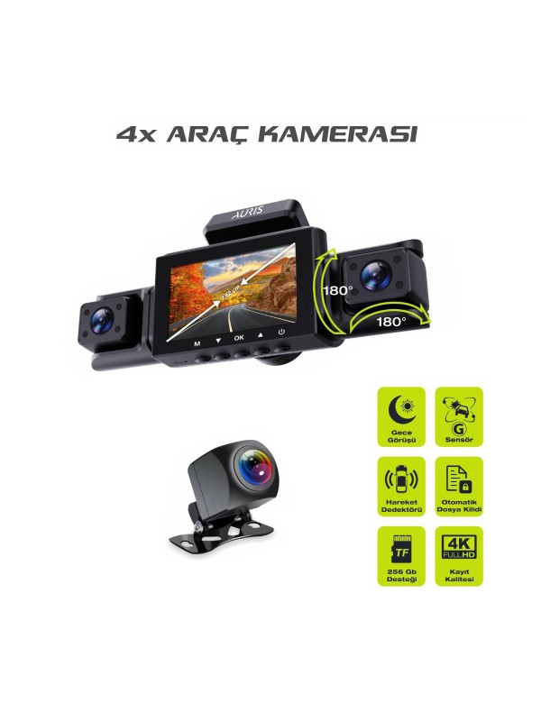 Auris CAM30 4K Full HD 4X Ön & Arka Araç Kamera&hellip;