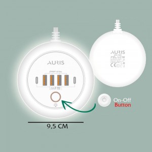 Auris CH80 Masa Üstü Auto ID 2x Type-C + 4x 18W USB-A Çıkışlı Gece Lambalı Çoklu Şarj Aleti