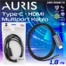Auris HDMC10 Type-C to HDMI 4K 1.8m Ses ve Görüntü Aktarım Kablosu