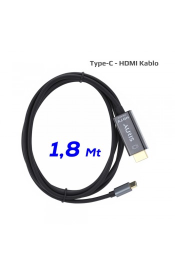 Auris HDMC10 Type-C to HDMI 4K 1.8m Ses ve Görüntü Aktarım Kablosu