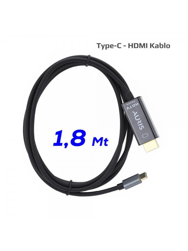 Auris HDMC10 Type-C to HDMI 4K 1.8m Ses ve Görüntü Aktarım Ka&hellip;
