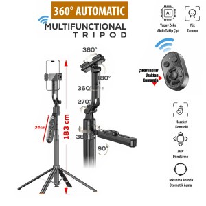 Auris TR30 360 Ayarlanabilir AI Takip Özellikli Tripod