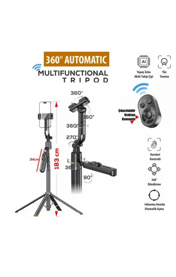 Auris TR30 360 Ayarlanabilir AI Takip Özellikli Tripod&hellip;