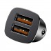 Baseus Square Hızlı Araç Şarj Aleti (Başlık) Dual QC3.0 30W Siyah CCALL-DS01