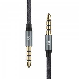 Bix TAU3C Hi-Fi 3.5mm to 3.5mm Erkek 2m Örgü Aux Ses Kablosu 2mt - Gri