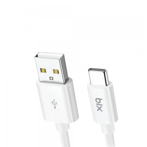 Bix BX100CW 3A USB-A to Type-C Data ve Şarj Kablosu - Beyaz