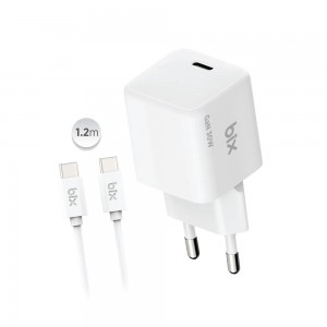 Bix BX1P32G GaN 30W Type-C PD Hızlı Şarj Cihazı ve 1.2m 3A Type-C Kablo Set