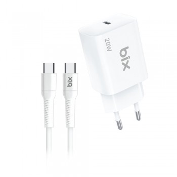 Bix BXC20W 20W USB-C PD3.0 Hızlı Şarj Adaptörü ve 5A Type-C 1m Kablo Set