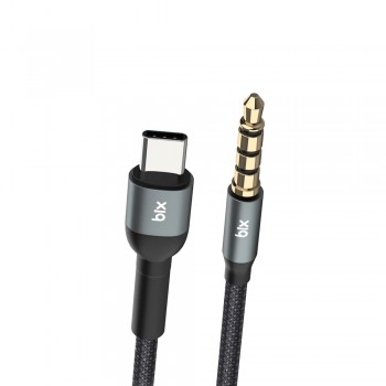 Bix TAU1C Hi-Fi 3.5mm to Type-C Örgü Aux Ses Kablosu 1.5mt - Gri Bix TAU1C Hi-Fi 3.5mm to Type-C Örgü Aux Ses Kablosu 1.5mt - Gri