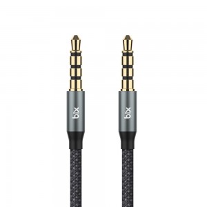 Bix TAU3C Hi-Fi 3.5mm to 3.5mm Erkek 1m Örgü Aux Ses Kablosu 1mt - Gri