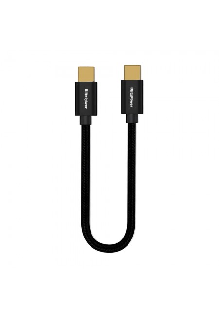 BlitzPower Type-C to Type-C Örgü Metal 20cm Şarj Kablosu