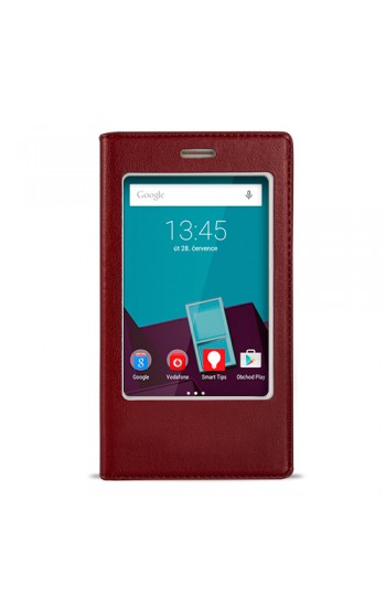 FitCase Dolce Vodafone Smart 7 Style Gizli Mıknatıslı Pencereli Kılıf Bordo