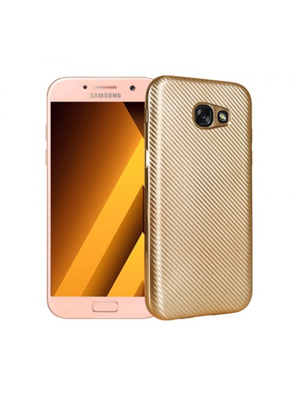 FitCase Galaxy A3 2017 (A320) Elektroliz Carbon Desen Arka Kapak Gold