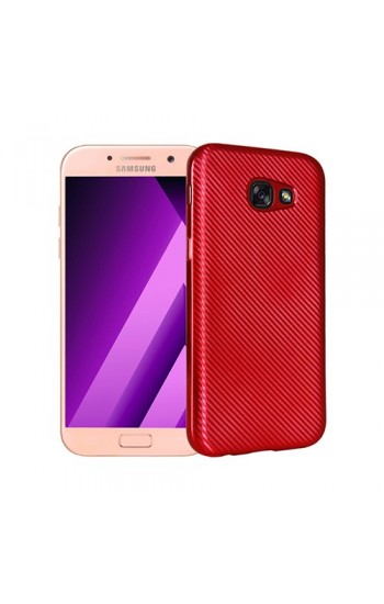 FitCase Galaxy A5 2017 (A520) Elektroliz Carbon Desen Arka Kapak Kırmız�&hellip;