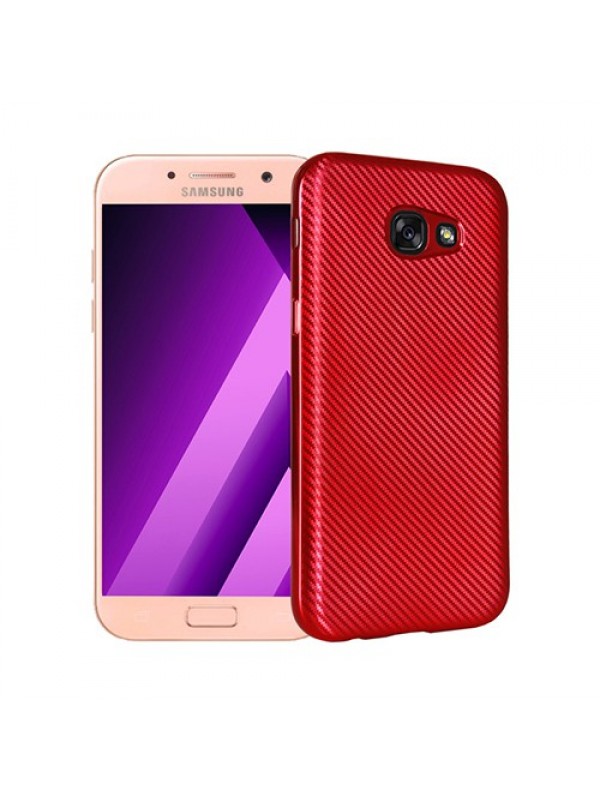 FitCase Galaxy A5 2017 (A520) Elektroliz Carbon Desen Arka Kapak Kırm&hellip;