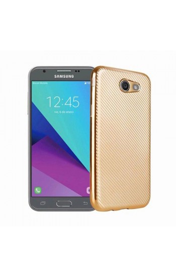 FitCase Galaxy J3 2017 Elektroliz Carbon Desen Arka Kapak Gold…