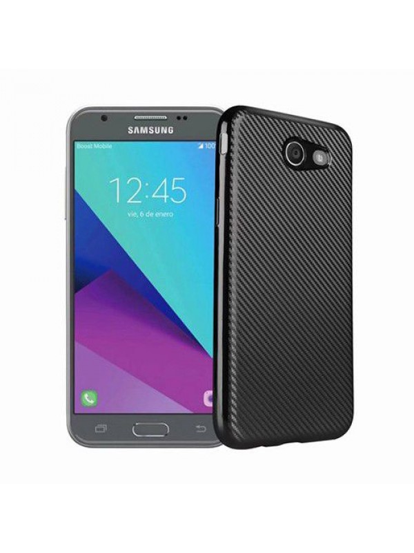 FitCase Galaxy J3 2017 Elektroliz Carbon Desen Arka Kapak Siyah…