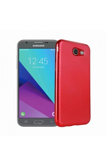 FitCase Galaxy J5 2017 Elektroliz Carbon Desen Arka Kapak Kırmızı…