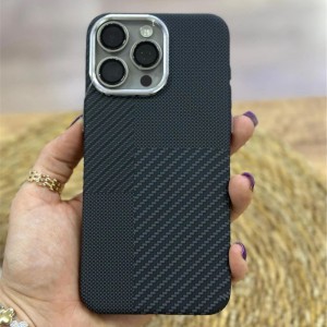 FitCase iPhone 15 Pro Max Kılıf Magsafe Özellikli Titan Karbon Desen Kapak