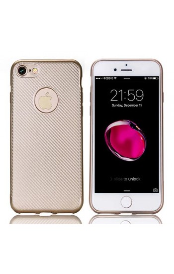 FitCase iPhone 7-8 Carbon Desen Arka Kapak Gold