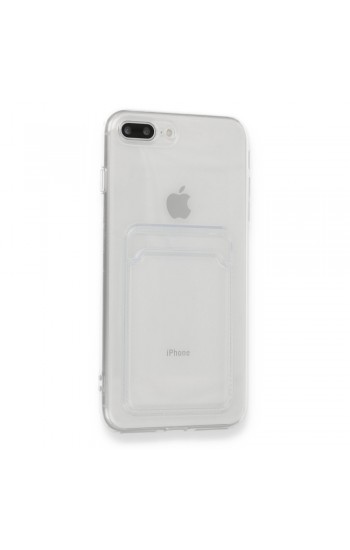 iPhone 7 Plus / 8 Plus Kılıf Cardy Şeffaf Kartlık Cepli Kapak…