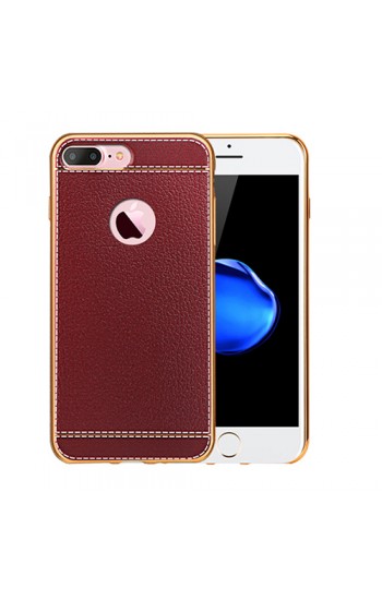 FitCase Laser Elegant iPhone 7-8 Plus Silikon Arka Kapak Kahverengi