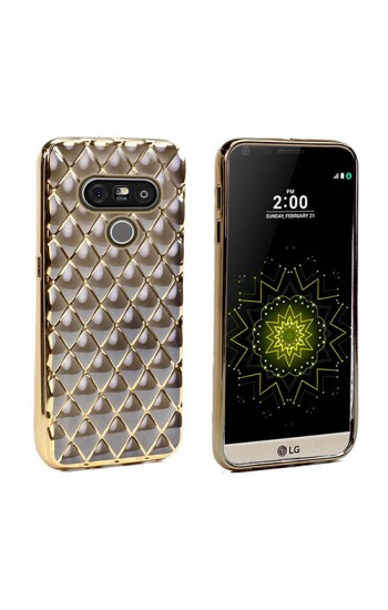 FitCase Laser LG G5 H850 Baklava Desenli Gold - Siyah