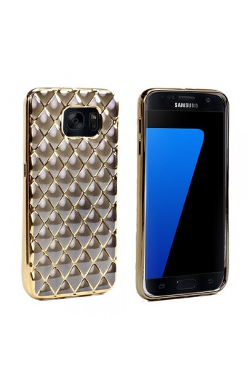 FitCase Laser Samsung S7 (G930) Baklava Desenli Gold - Siyah