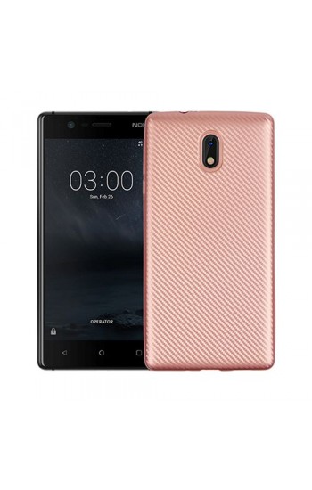 FitCase Nokia 3 Carbon Desen Arka Kapak Rose Gold…