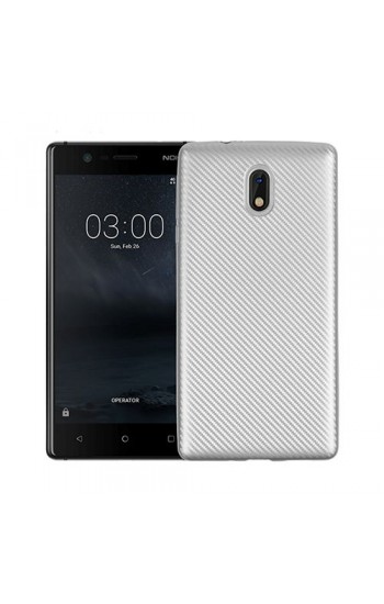 FitCase Nokia 3 Carbon Desen Arka Kapak Silver…