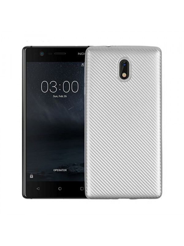 FitCase Nokia 3 Carbon Desen Arka Kapak Silver…