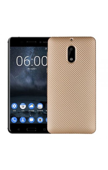 FitCase Nokia 6 Carbon Desen Arka Kapak Gold…