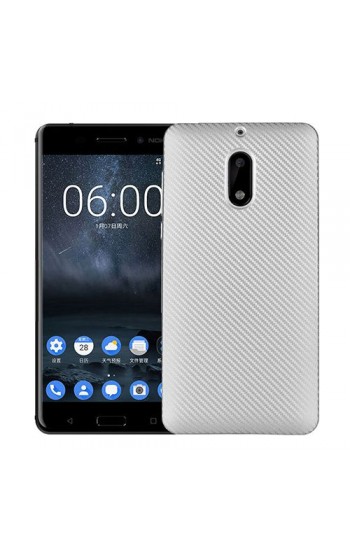 FitCase Nokia 6 Carbon Desen Arka Kapak Silver