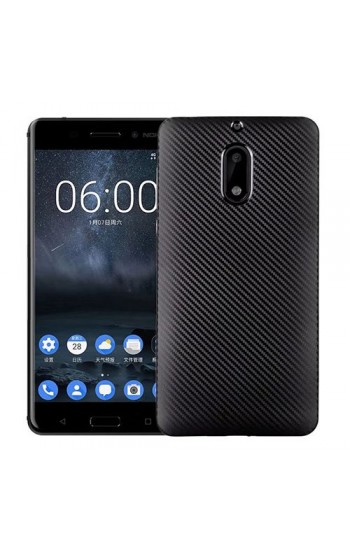 FitCase Nokia 6 Carbon Desen Arka Kapak Siyah