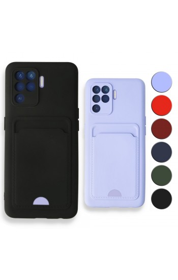 FitCase Oppo Reno 5 Lite Cardy Soft Delikli Kartlık Cepli Silikon Kapak