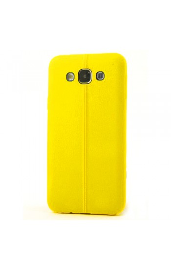 FitCase Samsung Galaxy E5 (E500) Ultra İnce Dikişli TPU Arka Kapak Sarı