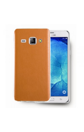 FitCase Samsung Galaxy J1 (J100) Kılıf Deri Dokulu Arka Kapak Turuncu