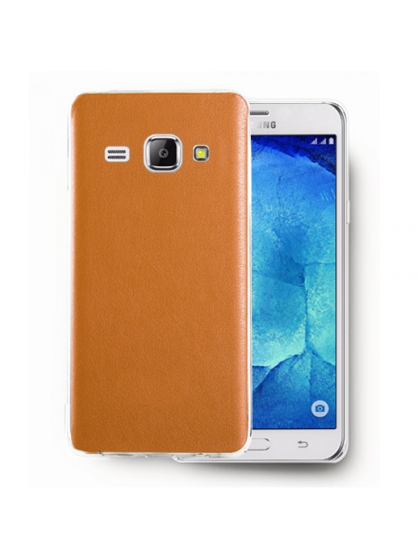 FitCase Samsung Galaxy J1 (J100) Kılıf Deri Dokulu Arka Kapak Turunc…