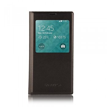 FitCase Samsung Galaxy S5 (G900) S View Dikişli Deri Pencereli Kılıf Siyah FitCase Samsung Galaxy S5 (G900) S View Dikişli Deri Pencereli Kılıf Siyah