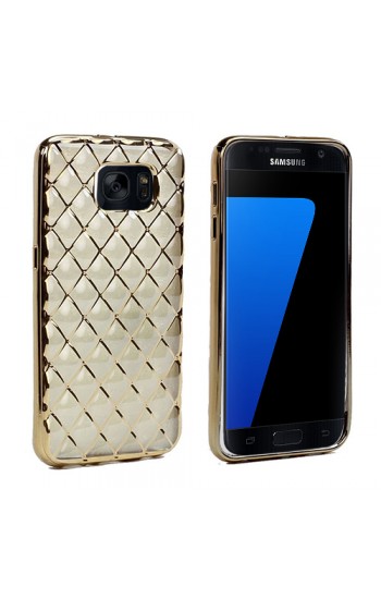 FitCase Samsung Galaxy S7 (G930) Kılıf Laser Baklava Desenli Gold