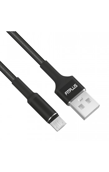 FitPlus Round RS-101 Micro USB Data/Şarj Kablosu 3A 1mt Örgü - Siyah