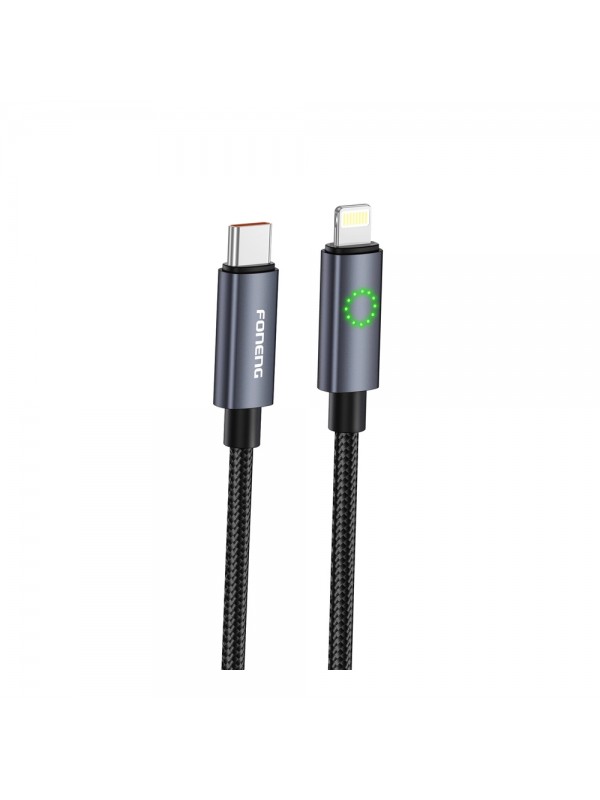 Foneng XS08 27W Type-C to Lightning Işıklı Örgü 1.2m Hızlı Data…
