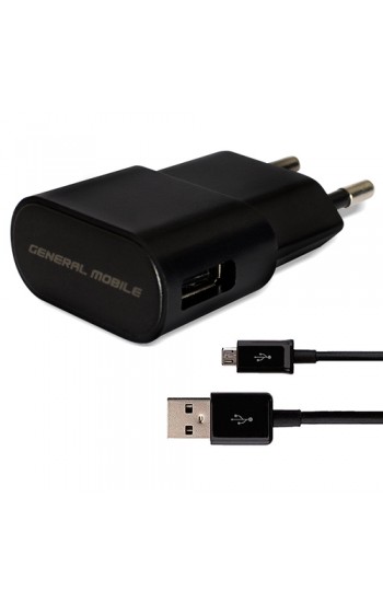 General Mobile Şarj Aleti ve Micro USB Kablo Set 1A Orijinal Siyah…