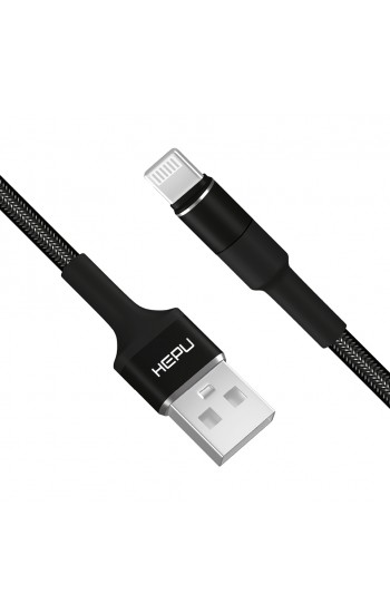 HEPU HP-416 Solid USB - iPh Lightning QC3.0 3.1A Şarj Kablosu 1mt Siyah…