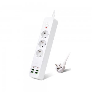 HEPU HP-H11 4x USB 2x Type-C 3lü 2mt Kablolu 18W Akım Korumalı Grup Priz 13000W