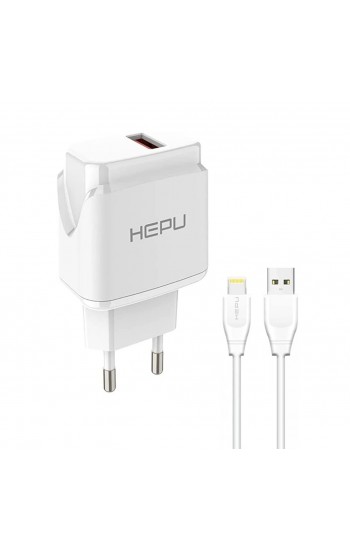 HEPU HP617L 2.1A Seyahat Şarj Aleti USB-Lightning Kablo Set…